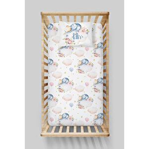 Park Yatak Lastikli Çarşaf Seti (70x110+15) - For Baby Serisi - Bulutta Uyuyan Tulumlu Ayıcık