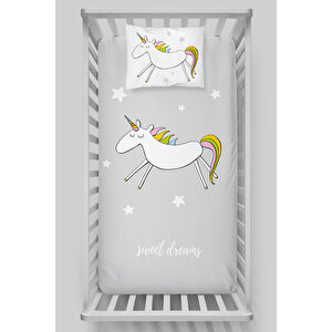 Park Yatak Lastikli Çarşaf Seti (70x110+15) - Pure Baby Serisi - Doodle Unicorn