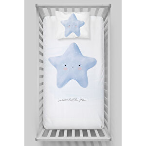Park Yatak Lastikli Çarşaf Seti (70x110+15) - Pure Baby Serisi - Pofuduk Mavi Yıldız