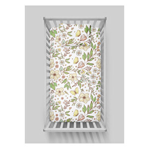 Park Yatak Lastikli Çarşaf Seti (70x110+15) - Iconic Serisi - Kelebekler Ve Bahçe Çiçekleri