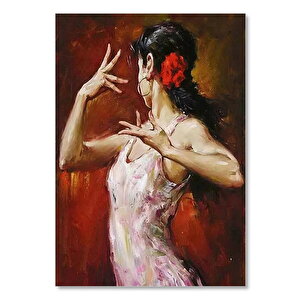 Ahşap Tablo Beyaz Askılı Elbiseli Dansçı 25x35 cm