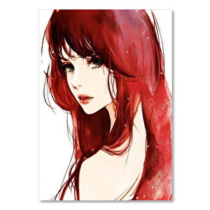 Ahşap Tablo Kırmızı Saçlı Kız Portre 50x70 cm