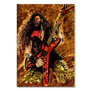 Ahşap Tablo Dimebag Darrell Elektrogitar Agresif Çizim 25x35 cm