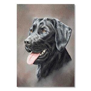 Ahşap Tablo Siyah Labrador Çizim 50x70 cm