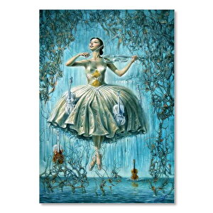 Ahşap Tablo Göl Üzerinde Keman Çalan Balerin 50x70 cm