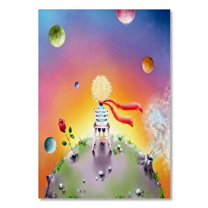 Ahşap Tablo Küçük Prens Ve Gezegenler 25x35 cm