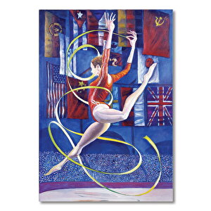 Ahşap Tablo Erne Bames Ritmik Jimnastikçi 1984 Olimpiyat 35x50 cm