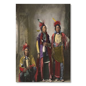 Ahşap Tablo Kızılderililer Renklendirilmiş Fotoğraf 50x70 cm