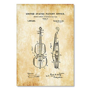 Ahşap Tablo Keman Patent Müzik 50x70 cm