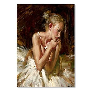 Ahşap Tablo Beyaz Elbiseli Balerin 25x35 cm