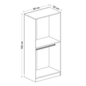 Minar Kale 90 Cm Giyinme Dolabı 190 Cm Lık - Beyaz 190 cm