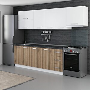 Minar 280 Cm Mutfak Dolabı Beyaz Dore 280-d7