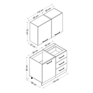 Minar 110 Cm Mutfak Dolabı Beyaz 110-b1