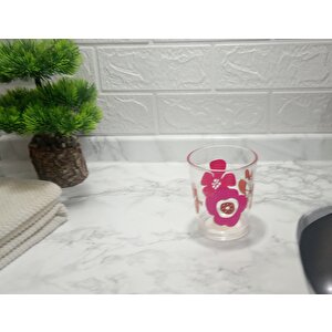 Diş Fırçalık Ve Macun Kabı Kırmızı Papatya Akrilik 8x8x9cm 350ml