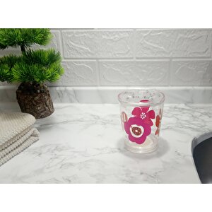 Diş Fırçalık Kırmızı Papatya Akrilik 8x8x9cm