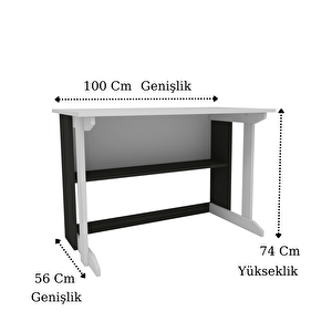 Pillar Raflı Çalışma Masası Kitaplıklı Çalışma Masası Beyaz-antrasit