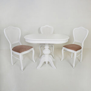 Pera Oval Beyaz Baba Ayak Açılır Mutfak Masa/urla Hasırlı Beyaz Mutfak Sandalye Takımı