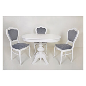 Pera Oval  Beyaz Baba Ayak Açılır Mutfak Masa/urla Sandalye Beyaz Mutfak Takımı