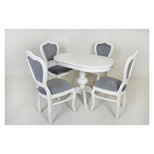 Pera Oval  Beyaz Baba Ayak Açılır Mutfak Masa/urla Sandalye Beyaz Mutfak Takımı