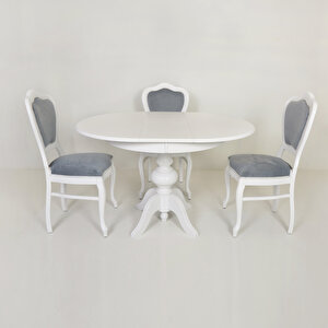 Ezine Yuvarlak Baba Ayak Açılır Mutfak Masa/urla Beyaz-gri Mutfak  Sandalye Takımı