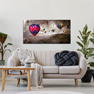 Uçan Balonlar 2 - Yağlı Boya Dokulu Tablo Çerçeve - Gümüş 60x90 cm