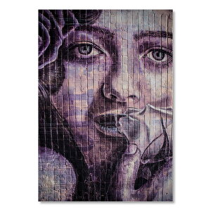 Ahşap Tablo Kadın Yüzü Duvar Boyama 35x50 cm
