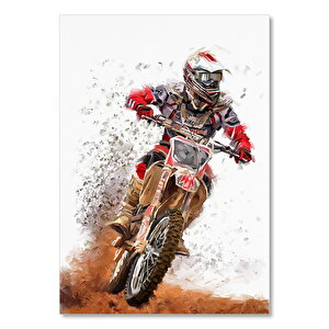 Ahşap Tablo Motokros Yarışı Çamur Zemin Görsel 50x70 cm