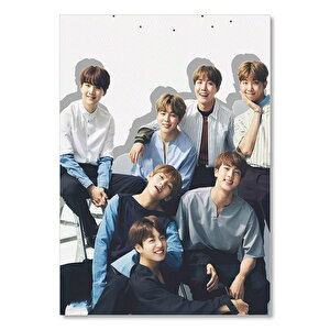 Ahşap Tablo Bts Koreli Gençler Neşeli Pozlar Gezegenler 50x70 cm