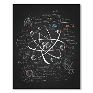 Ahşap Tablo Atomik Araştırma Çizim Üzerinde Formüller 25x35 cm