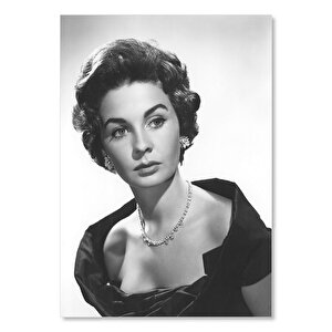 Ahşap Tablo Jean Simmons Siyah Beyaz Portre 25x35 cm