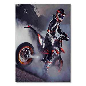 Ahşap Tablo Supermoto Ktm Dumanlı Hava Görseli 25x35 cm