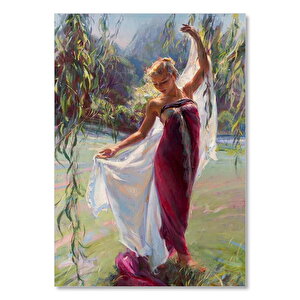 Ahşap Tablo Ressam Daniel Gerhartz Kırmızılı Kadın Yağlı Boya Çalışması 35x50 cm