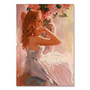 Ahşap Tablo Sarı Gelin Vazo Çiçek Yağlı Boya Resmi 35x50 cm