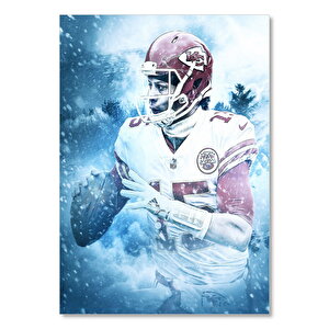 Ahşap Tablo Patrick Mahomes Kansas City Mavi Fon 25x35 cm
