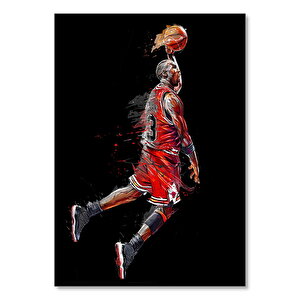 Ahşap Tablo Michael Jordan 3 Numaralı Forma Smaç Görseli 50x70 cm