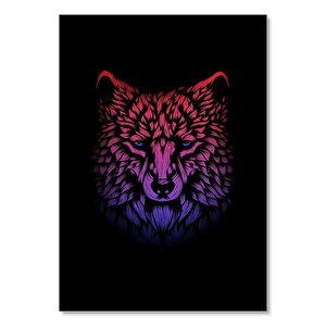 Ahşap Tablo Perspektif Kurt Resmi Siyah Fon 35x50 cm