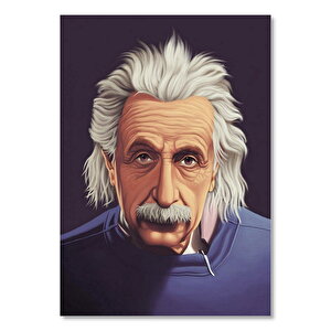 Ahşap Tablo Albert Einstein Mavi Kazak 35x50 cm