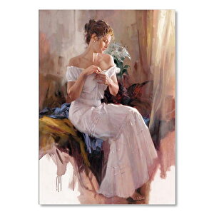 Ahşap Tablo Francisco Ribera Gómeze Ait Yağlı Boya Kadın Resmi 50x70 cm