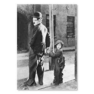 Ahşap Tablo The Kid Charles Chaplin Ve Jackie Coogan 25x35 cm