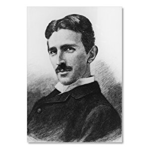 Ahşap Tablo Nikola Tesla Siyah Beyaz Portresi 25x35 cm