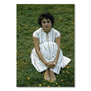 Ahşap Tablo Sophia Loren Çimlerde 35x50 cm