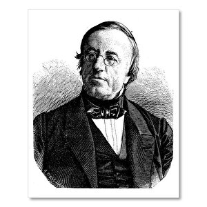 Ahşap Tablo Bilim Adamı Auguste De La Rive Siyah Beyaz Portresi 25x35 cm
