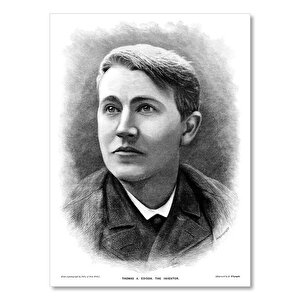 Ahşap Tablo Amerikalı Mucit Ve İşadamı Thomas Alva Edison Portresi 50x70 cm