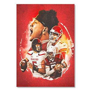 Ahşap Tablo Patrick Mahomes Kansas City Dört Farklı Anlık 35x50 cm