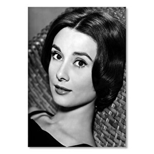 Ahşap Tablo Audrey Hepburn Siyah Beyaz Portre 25x35 cm