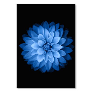 Ahşap Tablo Siyah Zeminde Mavi Çiçek 50x70 cm