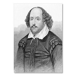 Ahşap Tablo William Shakespeare Karakalem Portresi 50x70 cm