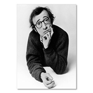 Ahşap Tablo Woody Allen Eli Çenesinde Beyaz Fon 50x70 cm