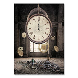 Ahşap Tablo Dev Saat Ve Zamanın Dağılışı 35x50 cm