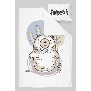 Organik Tek Kişilik Nevresim Takımı - Pure Baby Serisi - Forest Bear